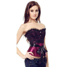 Damen Vintage Floral Mesh Satin Overbust Korsetts