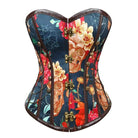 Corsets Overbust multi-chaînes à imprimé floral vintage pour femmes