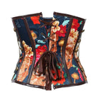 Corsets Overbust multi-chaînes à imprimé floral vintage pour femmes