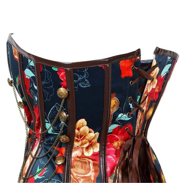 Women's Vintage Floral Printed Multi-chain Overbust Corsets