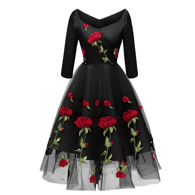 Women's Vintage Rose Lace Party Dresses Bridesmaid Dresses Mesh Dresses –  Punk Design