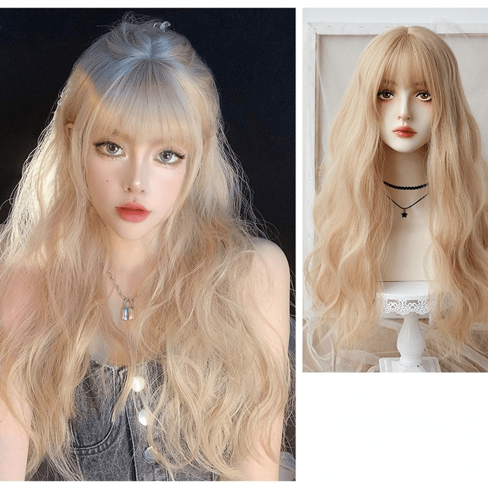Kobine Women's Yaki Blonde Long Synthetic Hair Wig
