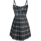 Women's Zipper Fly Chain Plaid Slip Dresses