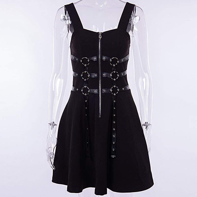 Women's Zipper Fly Suspender Dresses With Harness