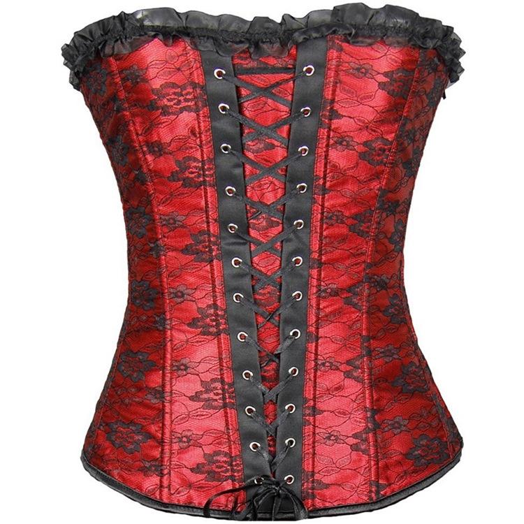 Women' Vintage Floral Lace Strappy Overbust Corsets