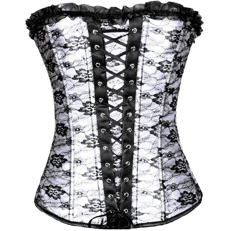 Women' Vintage Floral Lace Strappy Overbust Corsets