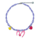 Pink Kawaii Women's Beads Twining Rabbit Necklace