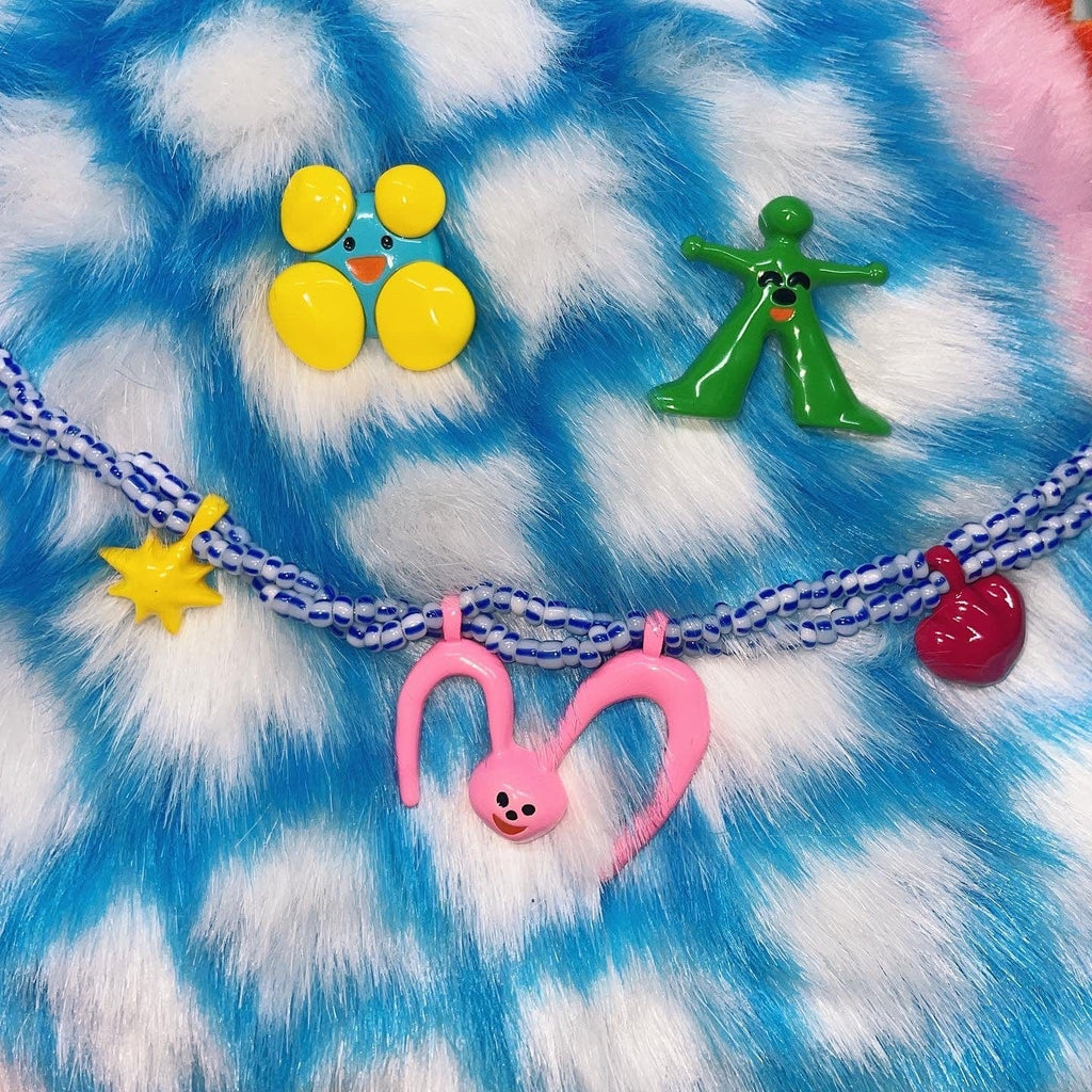 Pink Kawaii Women's Beads Twining Rabbit Necklace