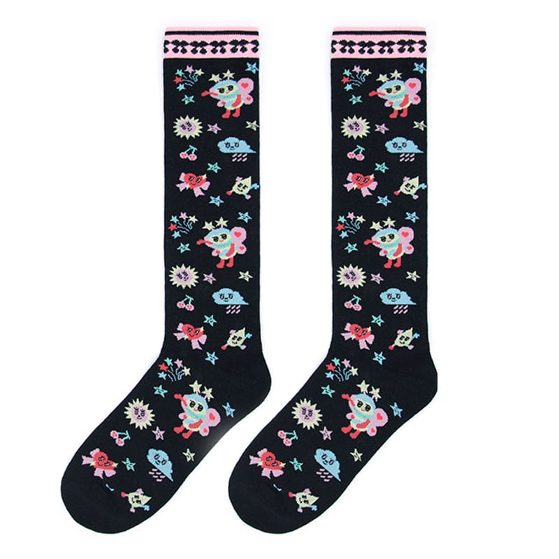 Pink Kawaii Women's Bee Knitted Knee-high Socks