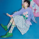 Pink Kawaii Women's Bowknot Rose Knitted Sweater