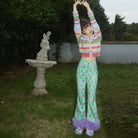 Pink Kawaii Women's Cartoon Printed Plush Splice Pants