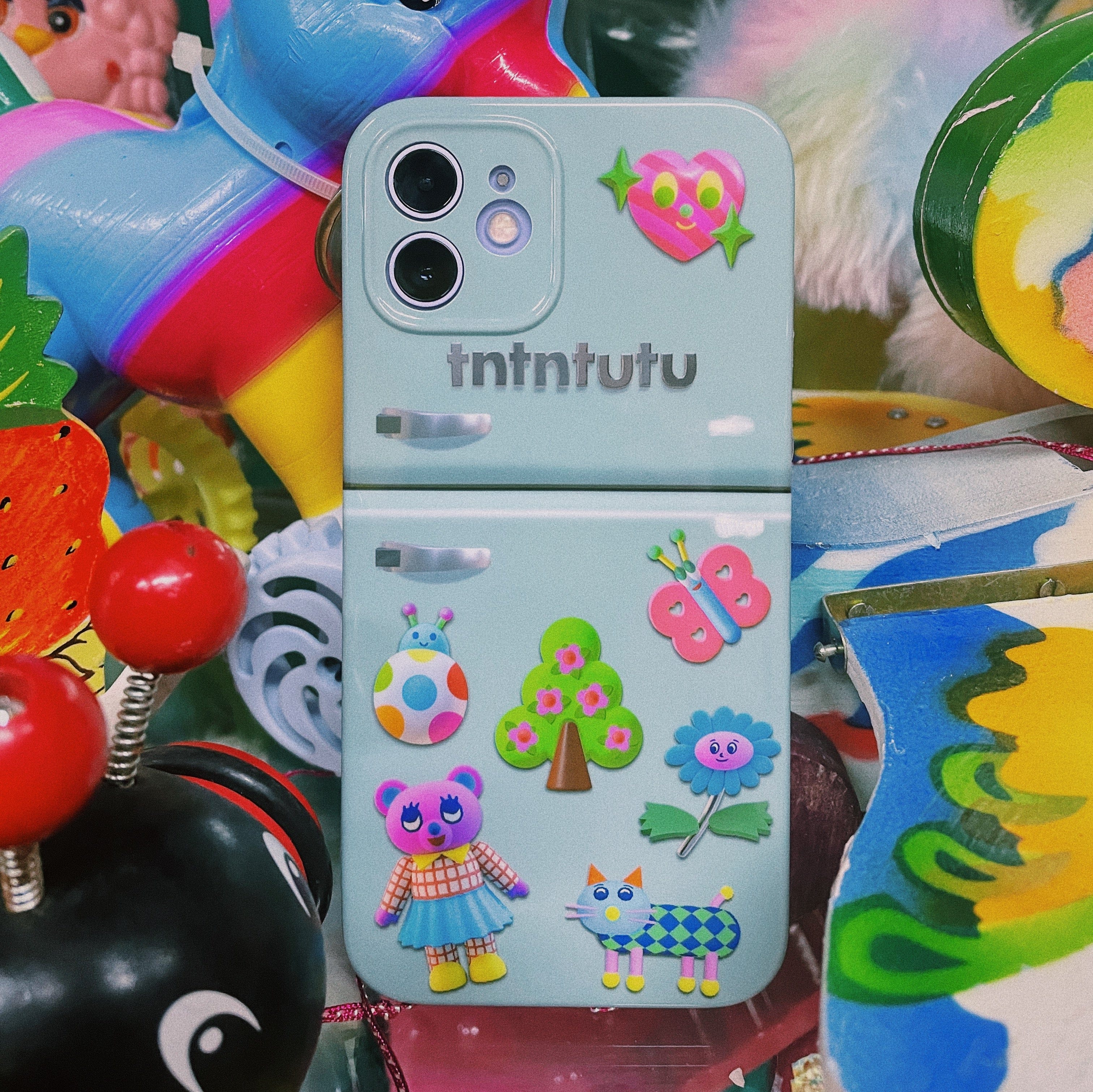 Rosa Kawaii Damen Cartoon Bedruckte Kühlschrank-Handyhülle