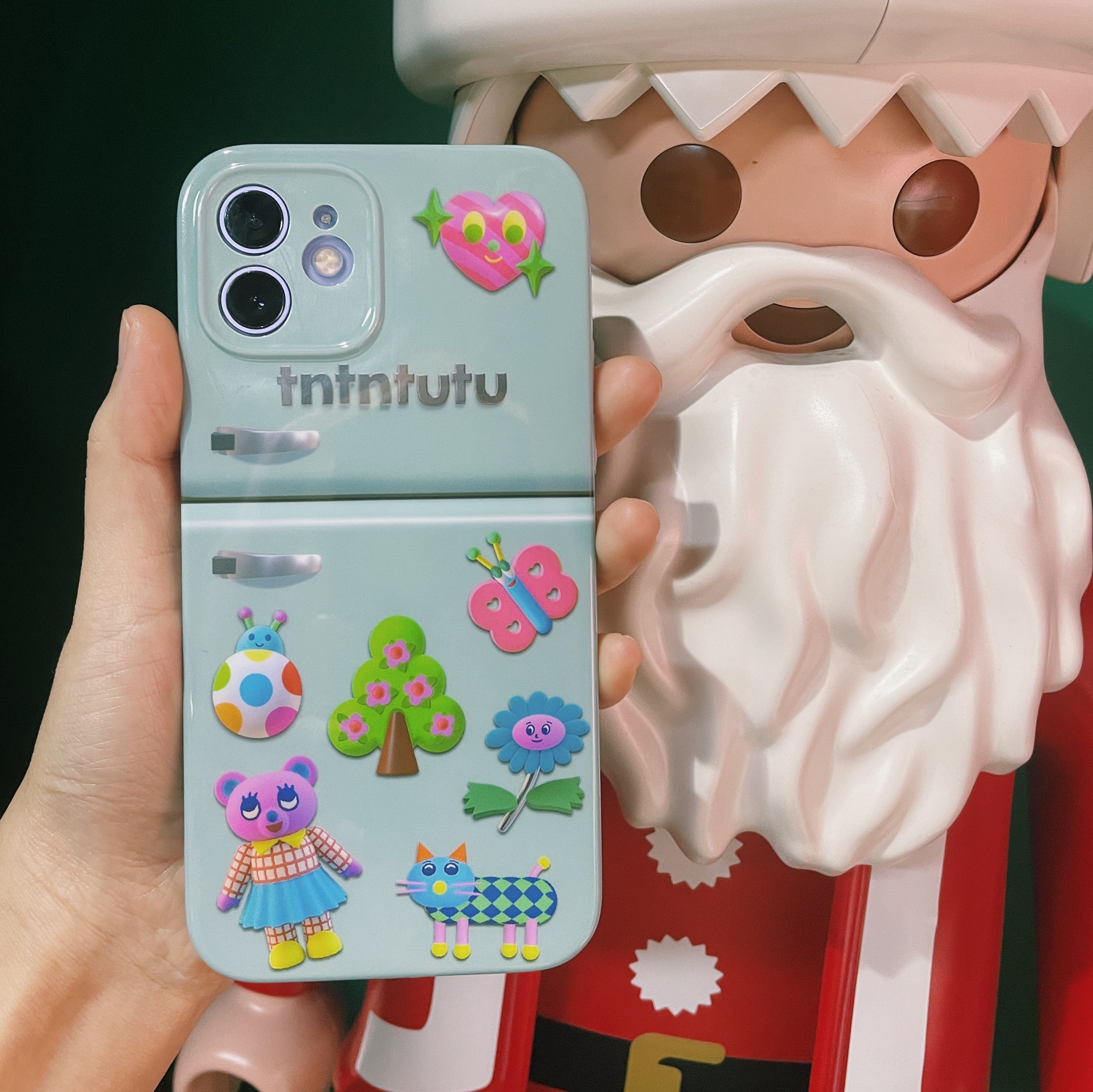 Rosa Kawaii Damen Cartoon Bedruckte Kühlschrank-Handyhülle