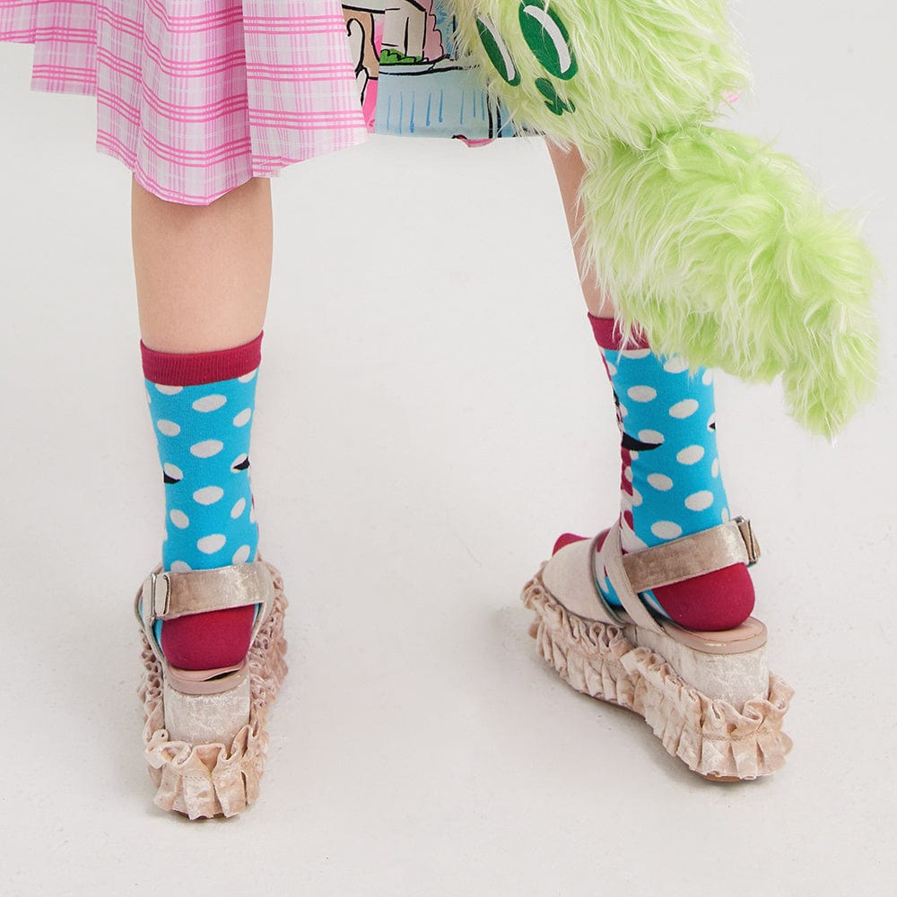Pink Kawaii Women's Contrast Color Polka Dot Socks