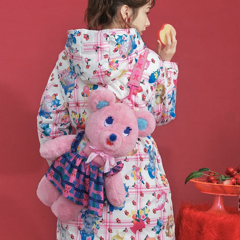 Pink Kawaii Women's Detachable Bear Messenger Bag