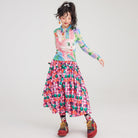 Pink Kawaii Women's Drawstring Cherry Printed Plaid Skirt