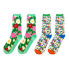 Pink Kawaii Women's Floral Knitted Socks