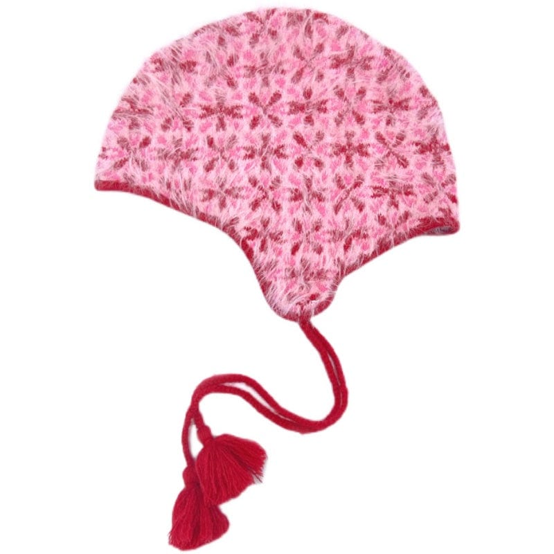 Pink Kawaii Women's Fluffy Jacquard Hat