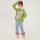 Pink Kawaii Women's Plush Splice Plaid Pants