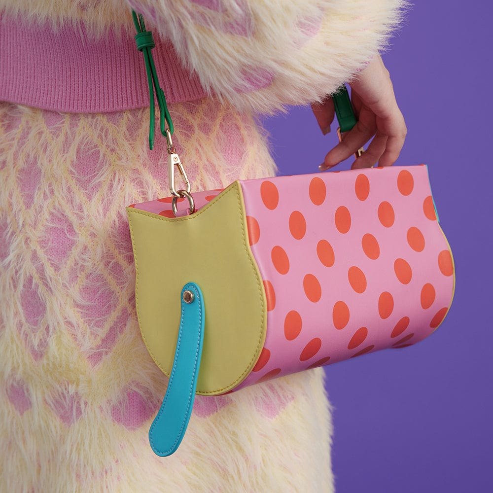 Pink Kawaii Women's Polka Dot Contrast Color Cat Shoulder Bag