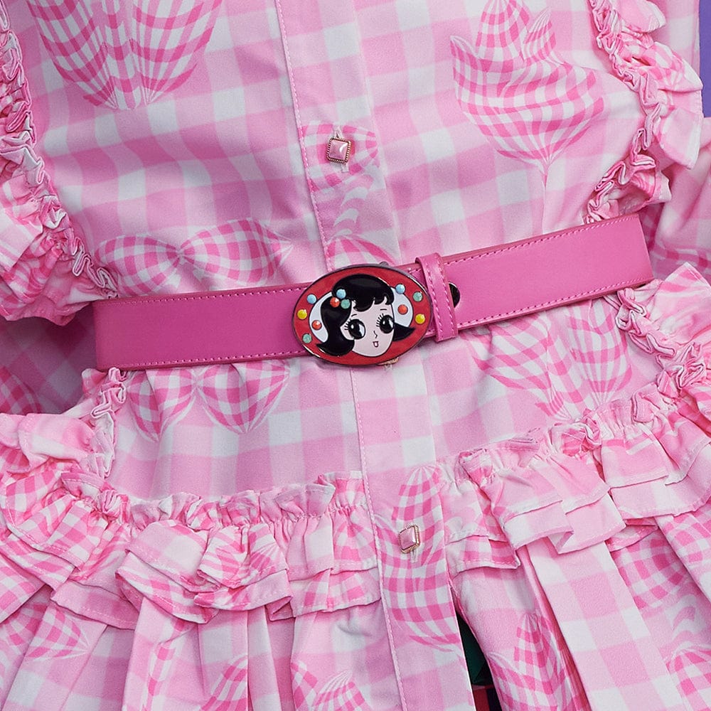 Pink Kawaii Women's Rhinestone Girl Printed Belt