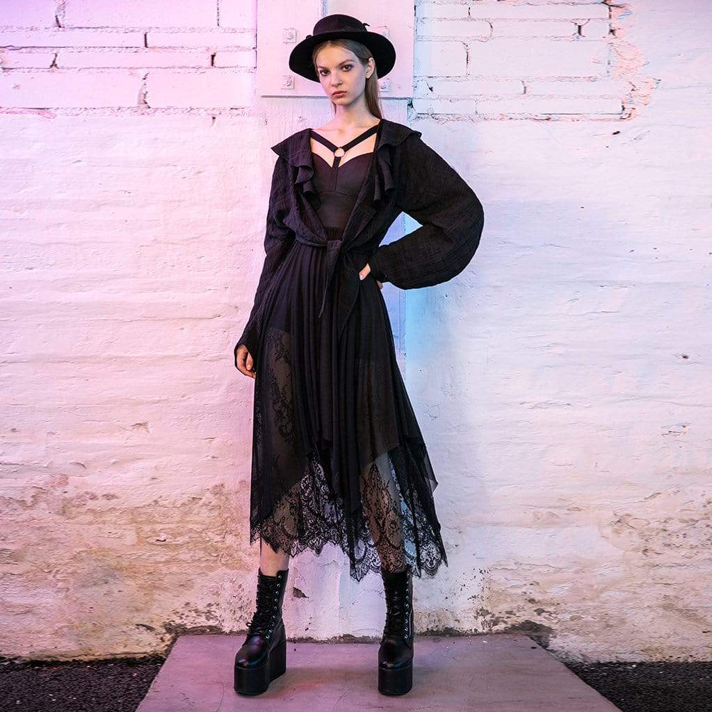 Women's Grunge Multilayer Irregular Hem Lace Dress