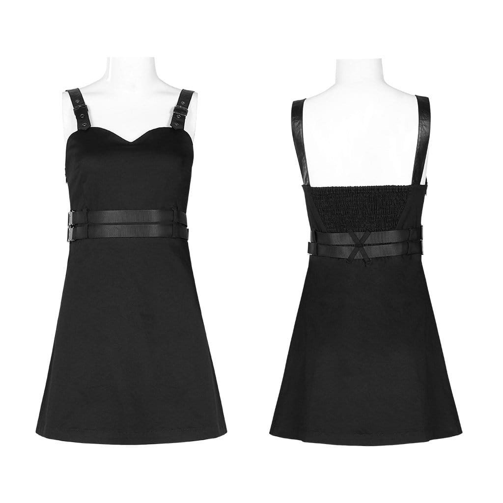 Women's Elastic Fitted Suspender Dresses With Belt