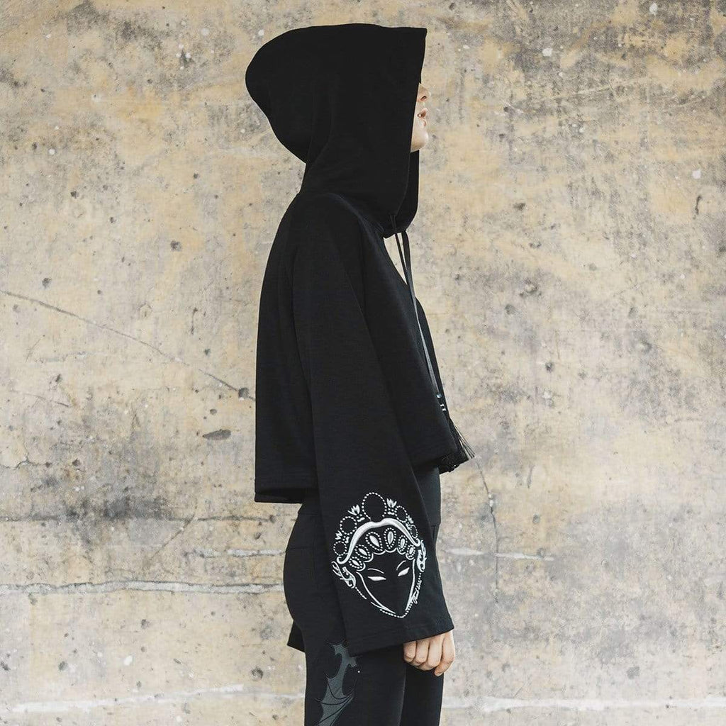PR-A Women‘s Goth Flare Sleeved Hoodies Black