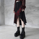 Women's Goth Front Zip High-waisted Plaid Irregular Skirt