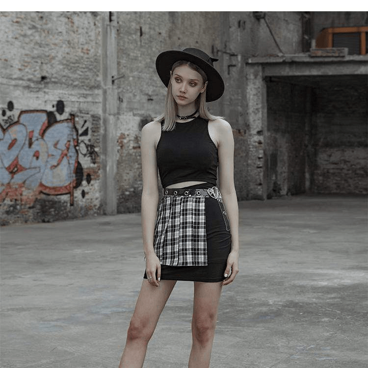 Women's Goth Plaid Skirt Waist Belt