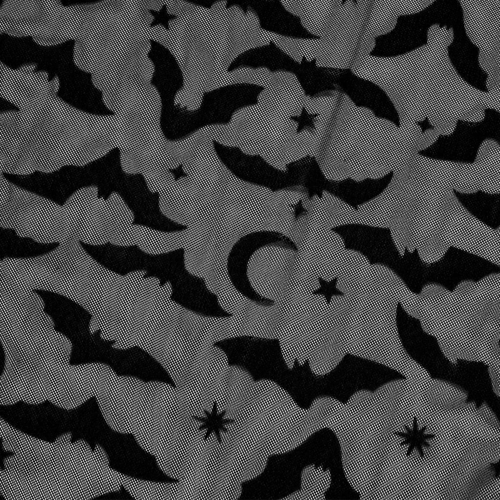 PR-A Women's Gothic Bat Printed Flare Sleeved Dress