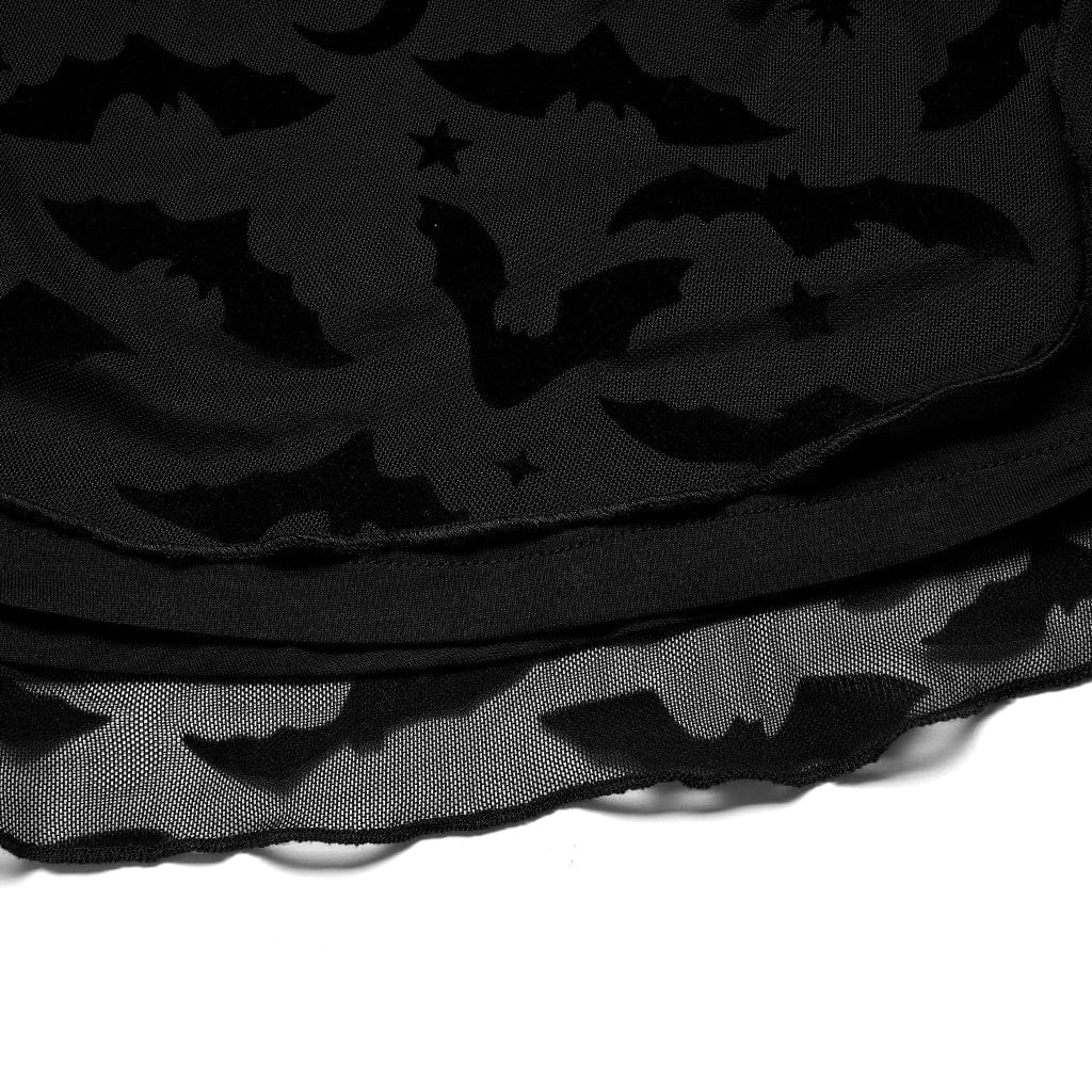 PR-A Women's Gothic Bat Printed Flare Sleeved Dress