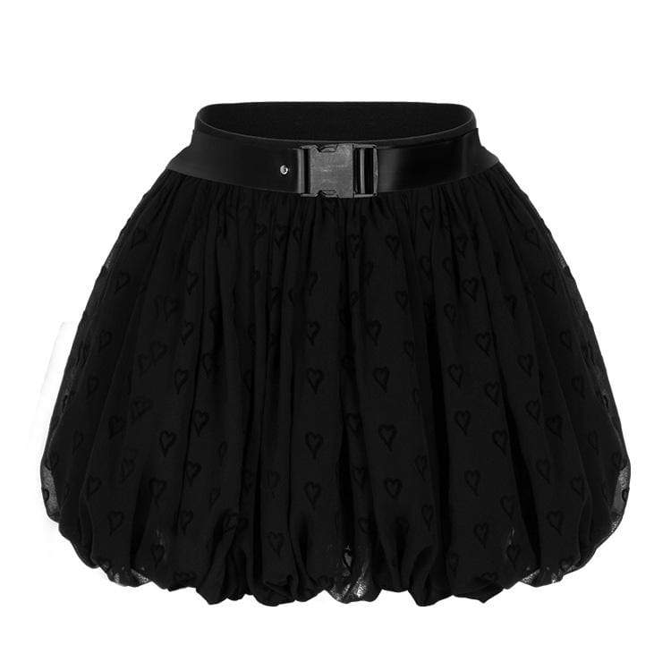 Women's Gothic Buckle Heart Jacquard Bubble Skirts