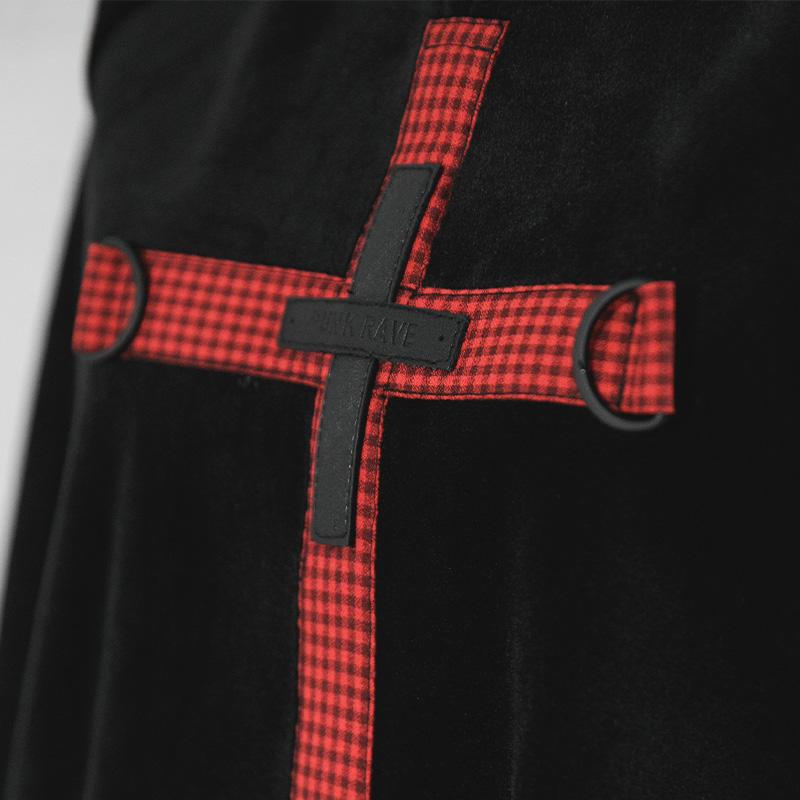 Women's Gothic Cross Velet Flare Sleeve Sweaters