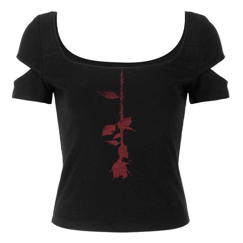Women's Gothic Cutout Rose T-shirts