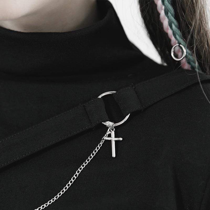 Women's Gothic Flare Sleeve Sweatshirts With Chain