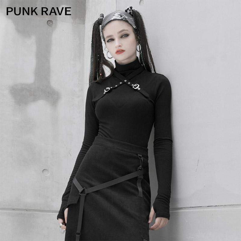 Women's Gothic High Collar Long Sleeved Tees