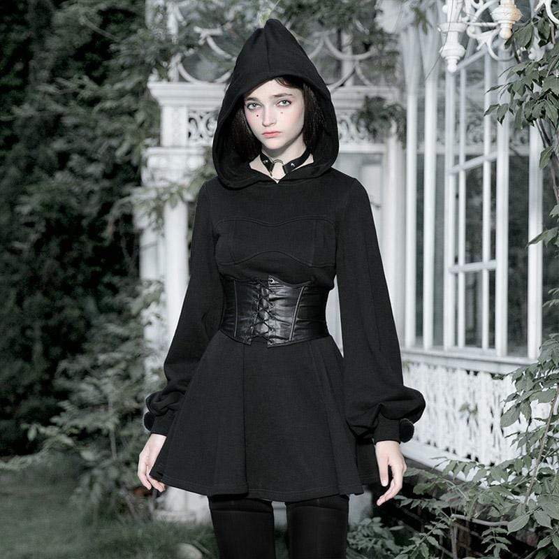 Women's Gothic Long Sleeved Witch Hood Dresses – Punk Design
