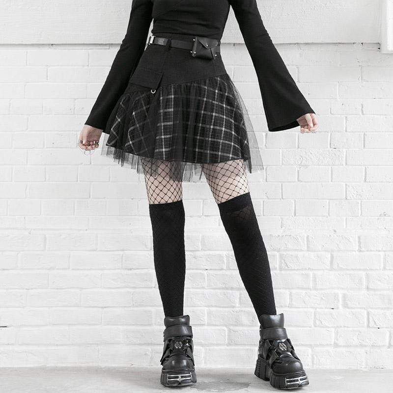 Women's Gothic Mess Overskirt Plaid Skirts – Punk Design