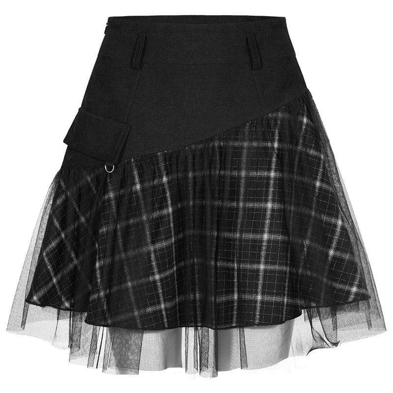 Women's Gothic Mess Overskirt Plaid Skirts – Punk Design