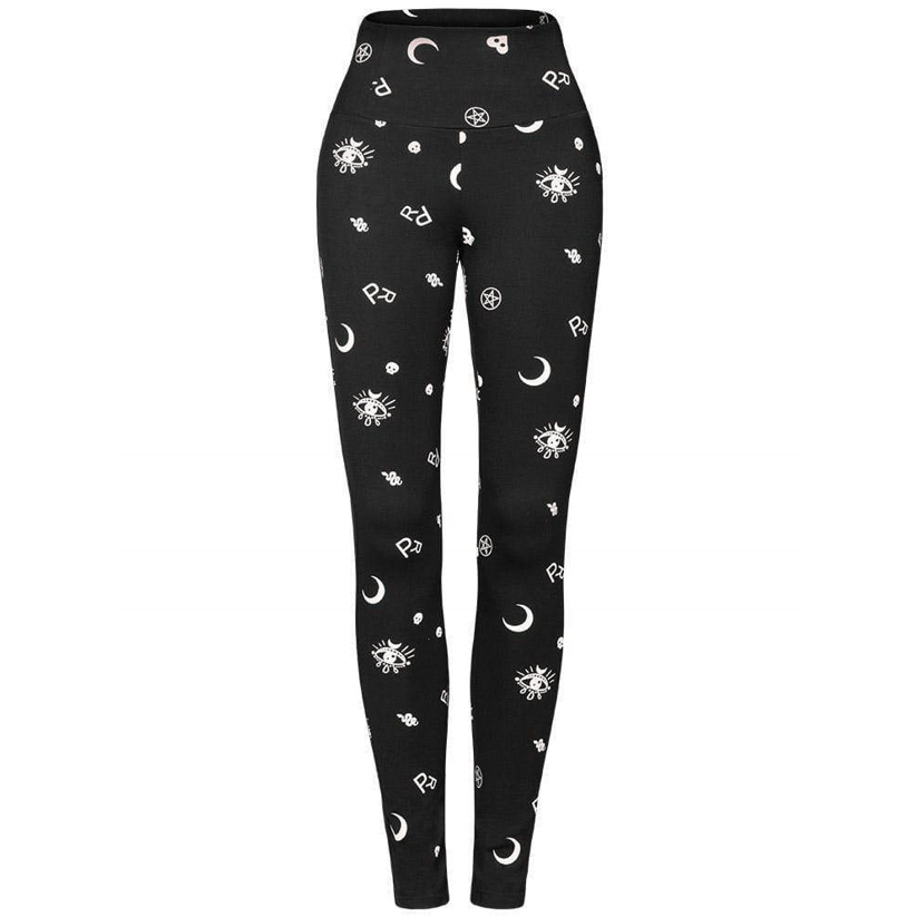 PR-A Women's Gothic Moon Comic Printed Fitted Leggings