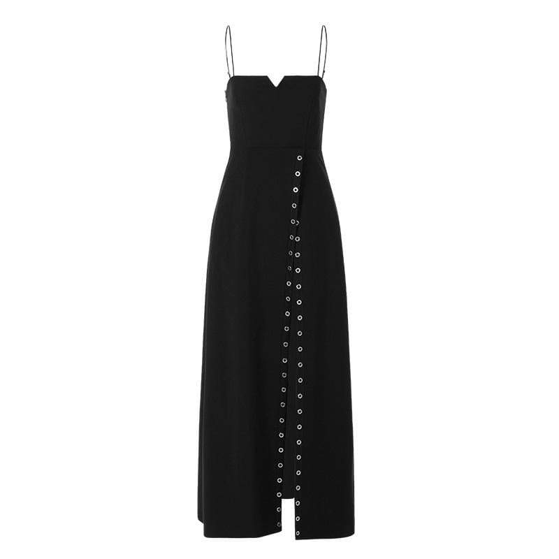 Women's Gothic Sexy Slit Fitted Slip Dresses