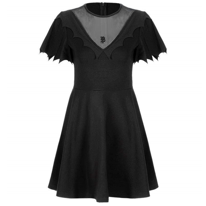 Women's Gothic Sheer Mesh Chest Bat Wings Dresses