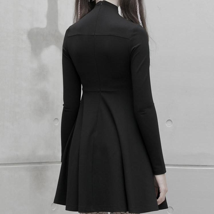 Women's Gothic Solid Long Sleeved Cutout Dresses