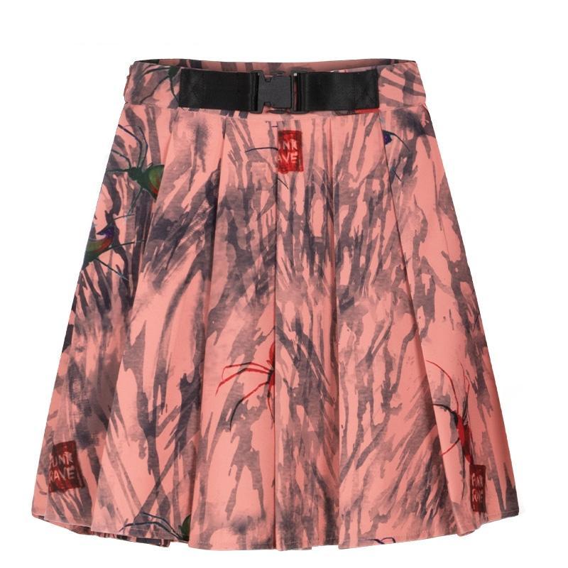 Women's Gothic Spider Printed Buckle Skirts