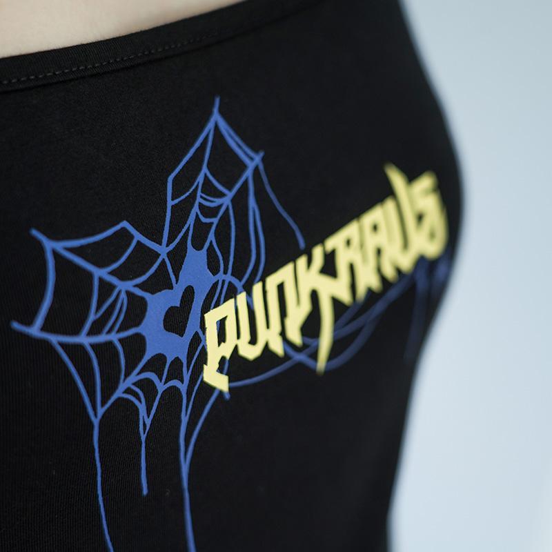 Women's Gothic Spider Web Printed Crop Tops