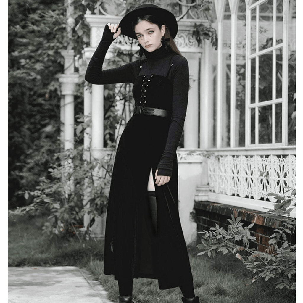 Women's Gothic Velet Slip Vent Dresses