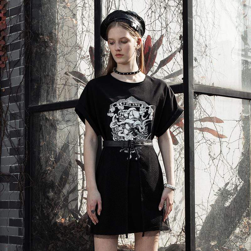 Women's Grunge Angel Printed Two-piece Mesh Dresses