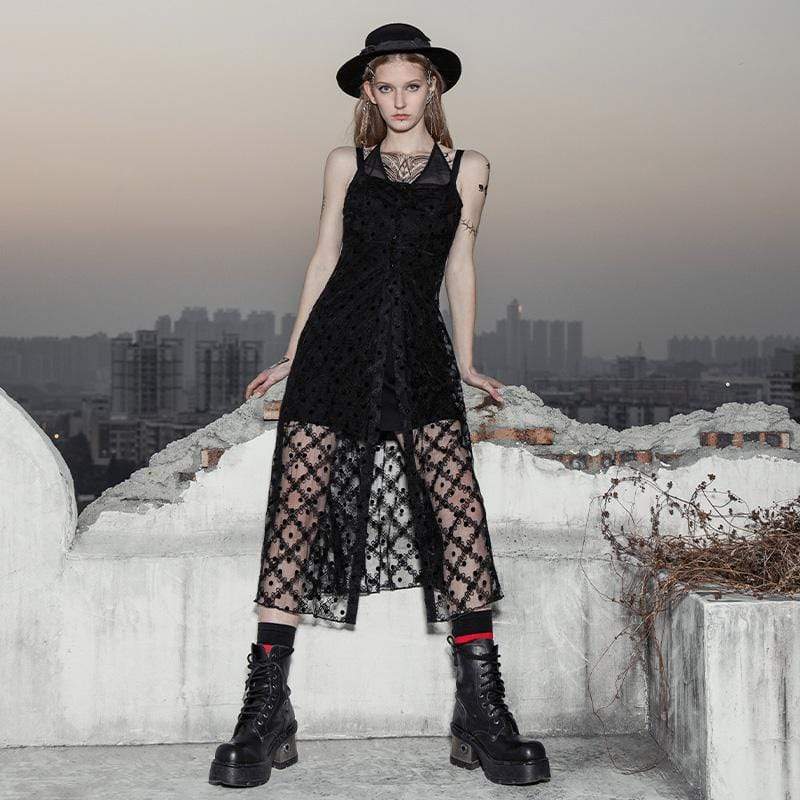 Women's Grunge Dot Sheer Two-piece Lace Maxi Dresses