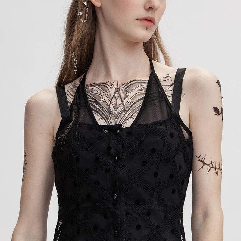 Women's Grunge Dot Sheer Two-piece Lace Maxi Dresses